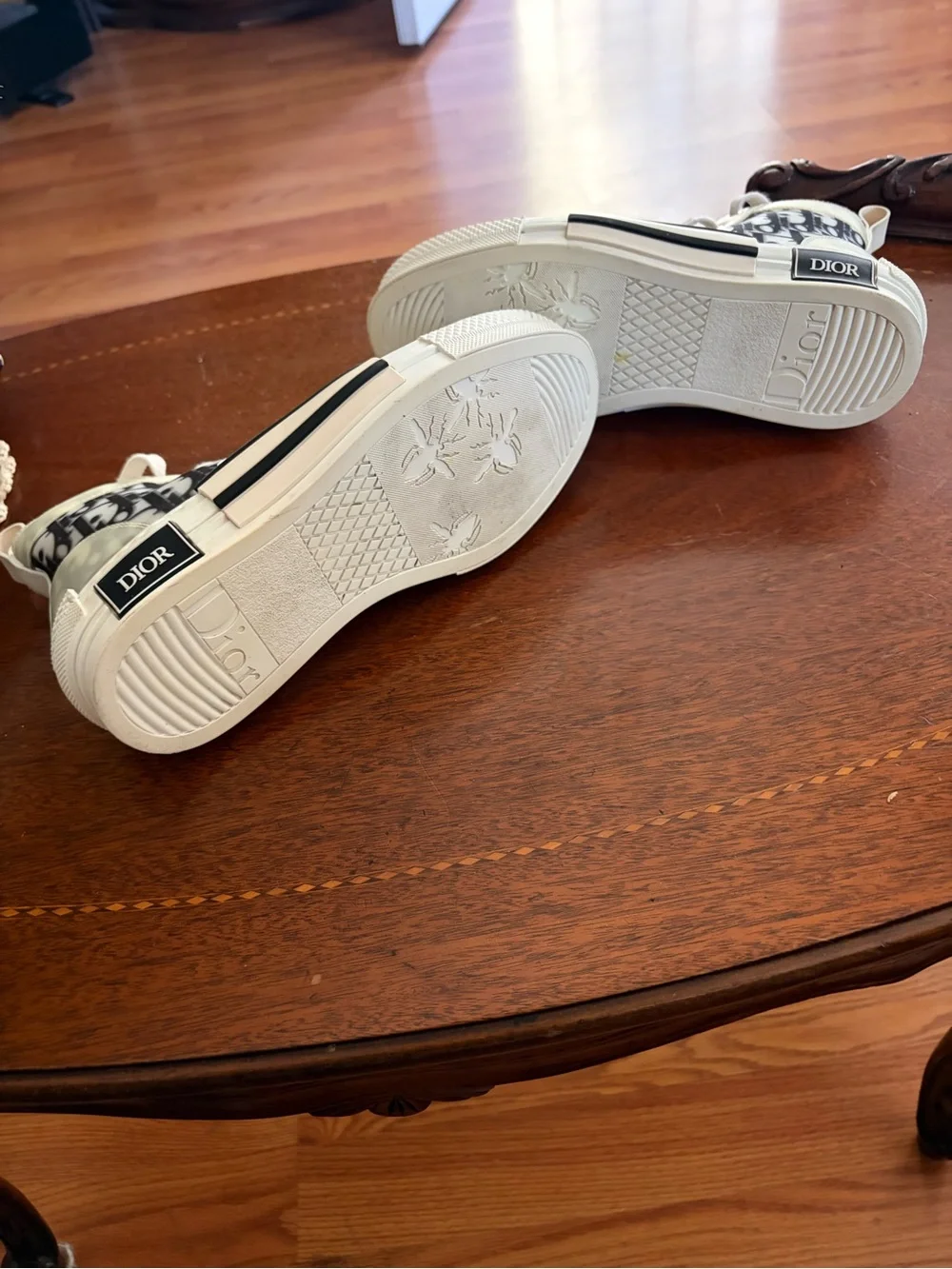 Dior High-Top Sneakers in Gray and White Dior Oblique